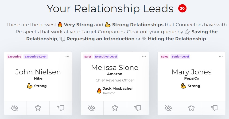 Relationship Leads card