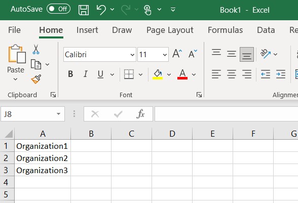 CSV format example